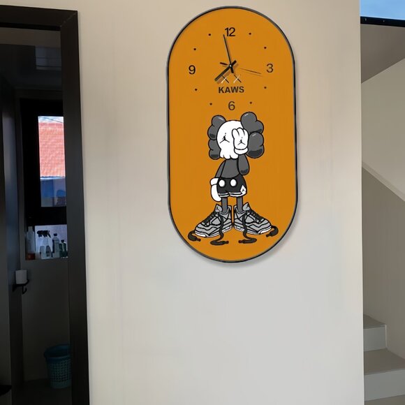 Modern KAWS Clock, KAWS Companion Orange Wall Clock Artsy Wall Clock Decoration - Picture 12 of 13